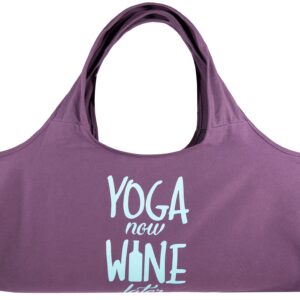 Wild Essentials Yoga Bag Yoga Now Wine Later Exercise tote, large mat carrier with shoulder strap and inside pocket, fits most yoga mats, Rugged 10 ounce, recycled cotton canvas