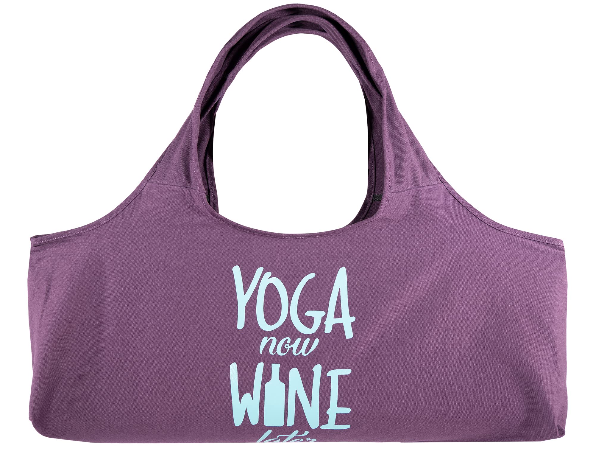 Wild Essentials Yoga Bag Yoga Now Wine Later Exercise tote, large mat carrier with shoulder strap and inside pocket, fits most yoga mats, Rugged 10 ounce, recycled cotton canvas