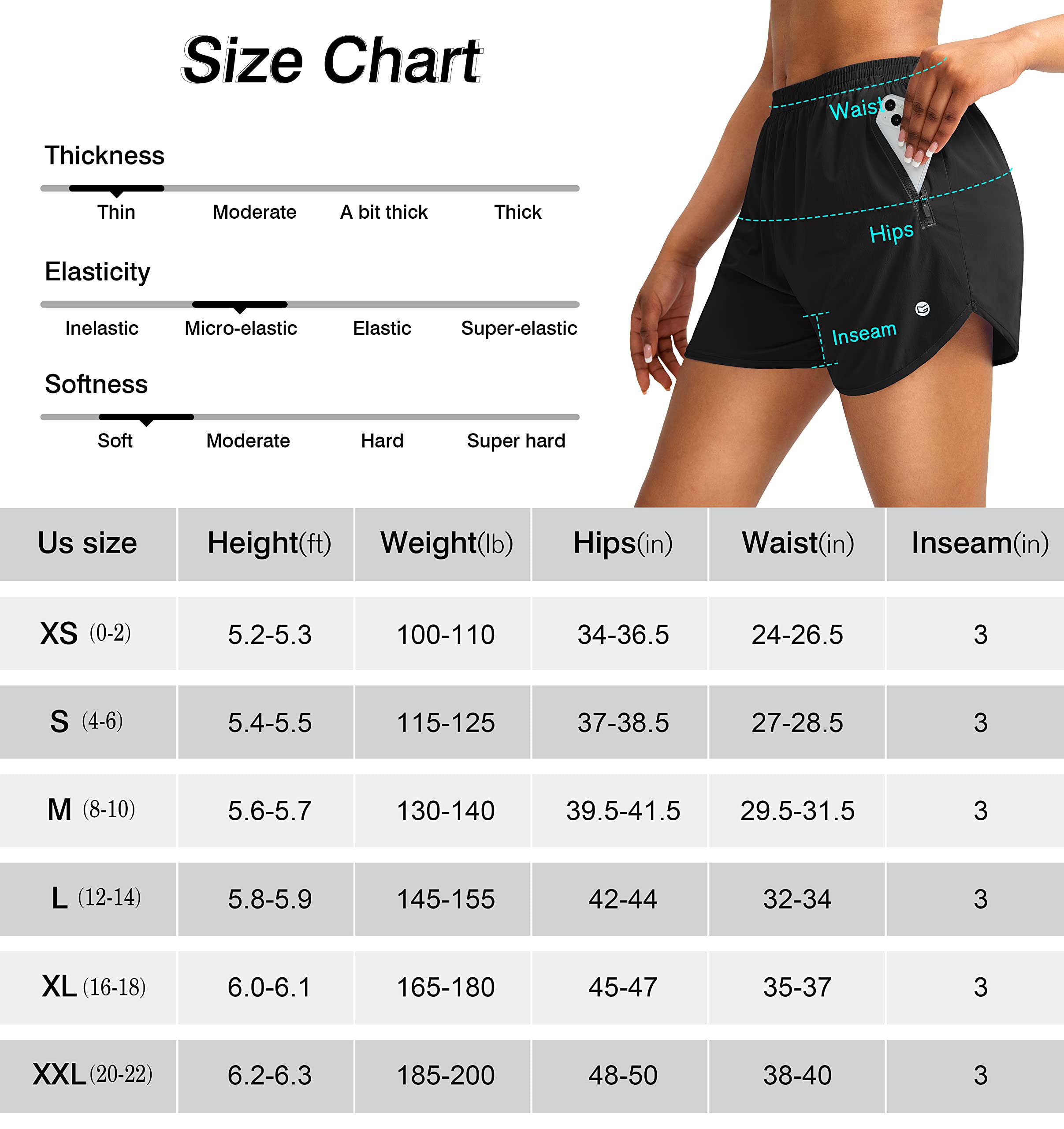 G Gradual Women's Running Shorts with Zipper Pockets Quick Dry Athletic Workout Gym 3" Short Shorts for Women with Comfy Liner (light blue, Medium)