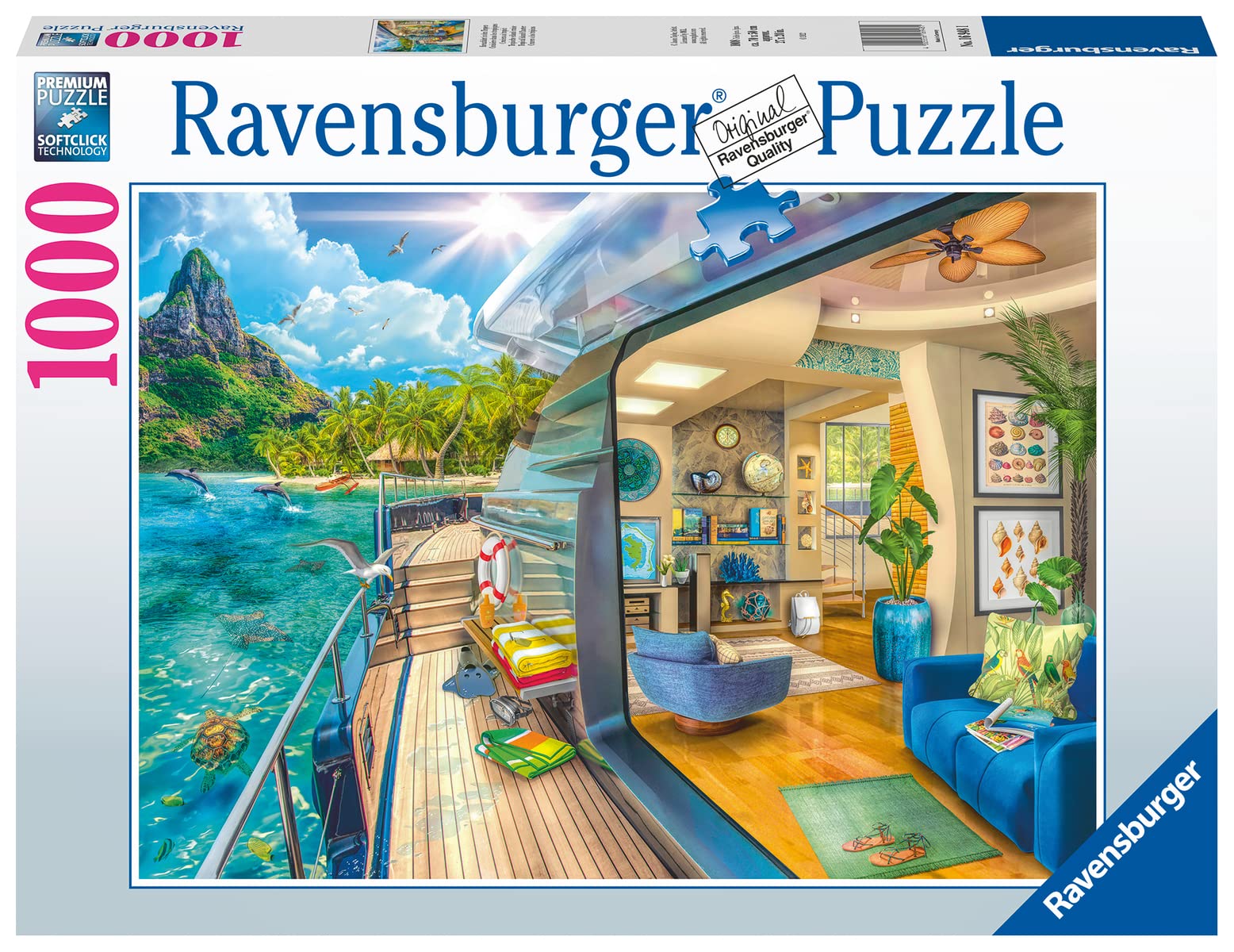 Ravensburger Tropical Island Charter – 1000-Piece Jigsaw Puzzle | Unique Softclick Technology | Vibrant, Glare-Free Imagery | Perfect for Adults and Ages 14+