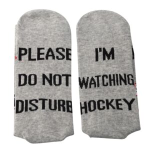 ZJXHPO Ice Hockey Crew Sock Please Do Not Disture I'm Watching Hockey Novelty Sock For Hockey Lover Player Coach Team (Disture Hockey)