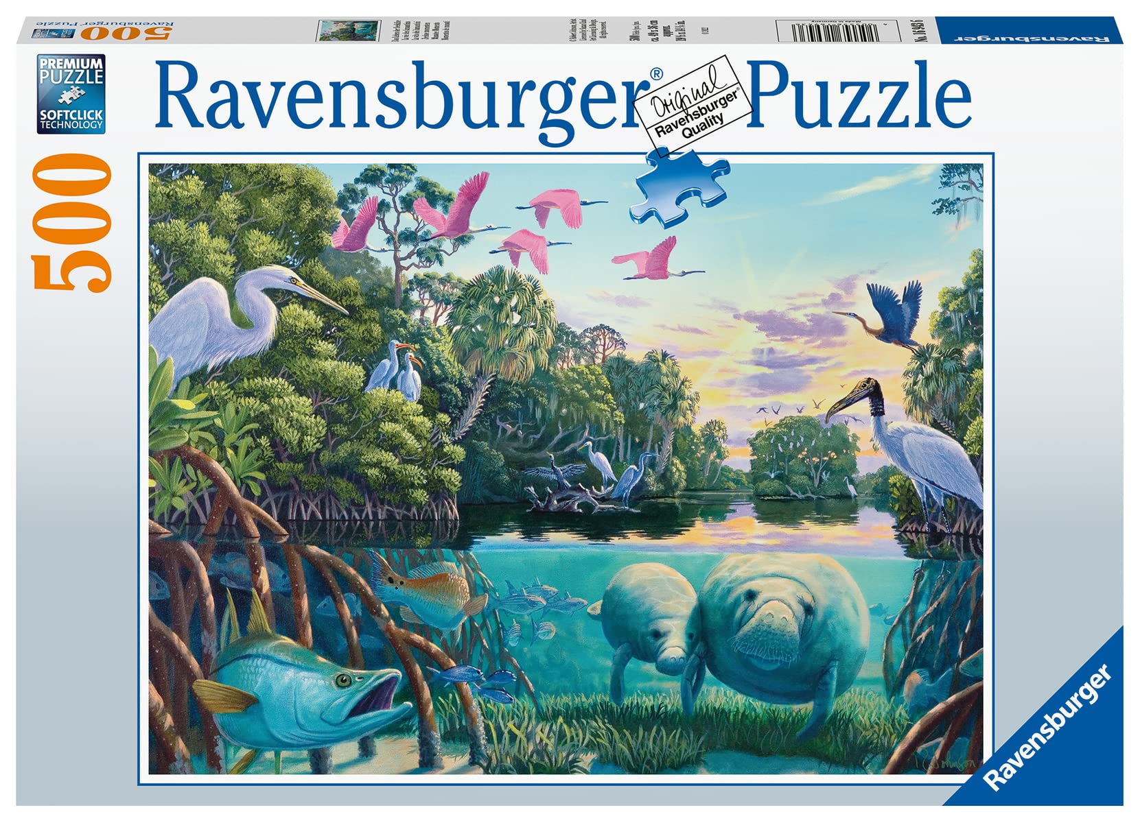 Ravensburger Manatee Moments - 500 Piece Jigsaw Puzzle | Unique Softclick Technology | Vibrant Imagery | Eco-Friendly Materials | Ideal Gift for Puzzle Enthusiasts