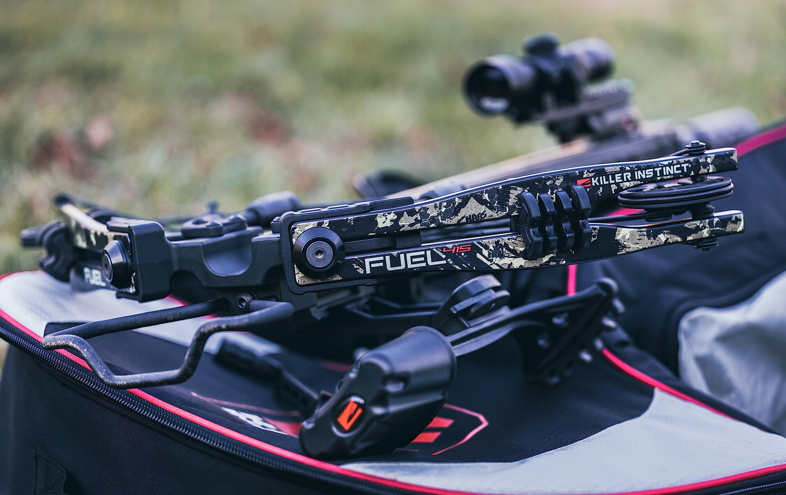 Killer Instinct Fuel 415 Crossbow Package. The Fuel 415 Pro Package is Equipped with a Lumix Scope, 3 Hypr Lite Bolts, Quiver, with an Integrated RDC Crank Allowing for Fast and Easy Reloads.