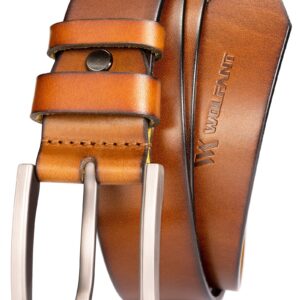 WOLFANT Full Grain Leather Belt,100% Italian Real Solid Leather