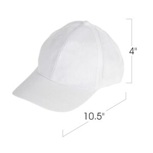 ArtCreativity White Craft Baseball Caps, Set of 4, Cotton Baseball Caps for Crafting, White Baseball Caps for Kids and Adults, Soft and Breathable White Ball Caps for DIY Art and Casual Wear