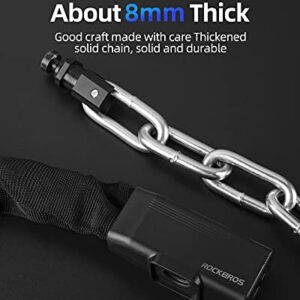 ROCKBROS Bike Chain Lock 3.18ft Heavy Duty Motorcycle Chain Locks 8mm Thick Anti-Theft Security Bicycle Lock with 2 Keys for Mountain Road Electric Bike, Motorcycles, Scooter, Door, Gates