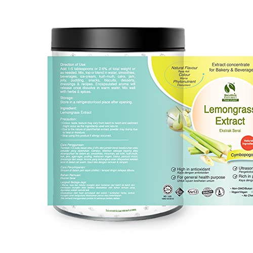 Lemongrass Extract Powder - Bionutricia Extract Natural Asian Gourmet Standardized Fresh Beverage or Bakery Ingredient | High Antioxidant