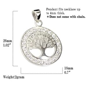 COSUMOSU Tree of Life Sterling Silver Pendant Zirconia Round