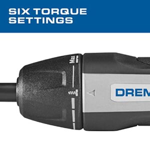 Dremel 4V Cordless Screwdriver Kit with 6 Power Settings and Smart Stop Technology, Includes 7 Screwdriver Bits, 1 Bit Extender, USB Cable and Power Adapter, HSES-01