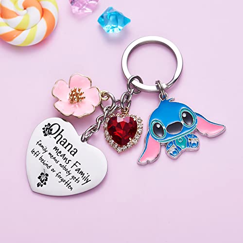 Stitch Gifts Cute Keychains Ohana Means Family Friendship Gift Stich Stuff Ornament Heart Keychain Birthday Present