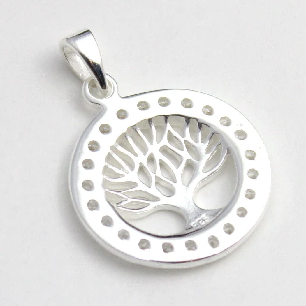 COSUMOSU Tree of Life Sterling Silver Pendant Zirconia Round