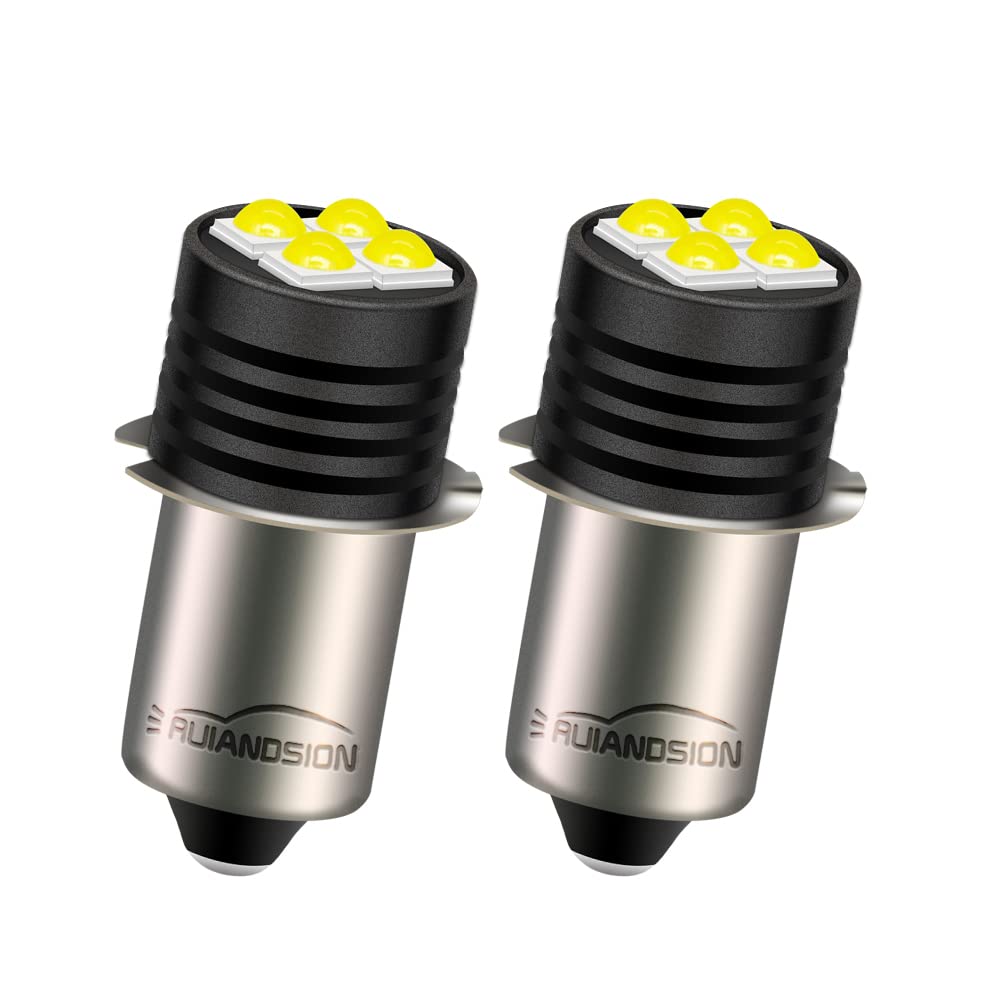 Ruiandsion 2pcs P13.5S LED Flashlight Bulb 3V 3030 4SMD Chips LED Replacement Bulb for 2 Cells C&D Flashlights Torch Work Lights