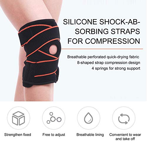 Knee Sleeve, Orange and Black Knee Brace Sports Protection for Sports Sprain for Ligament Injury for Arthritis for Meniscus Injury