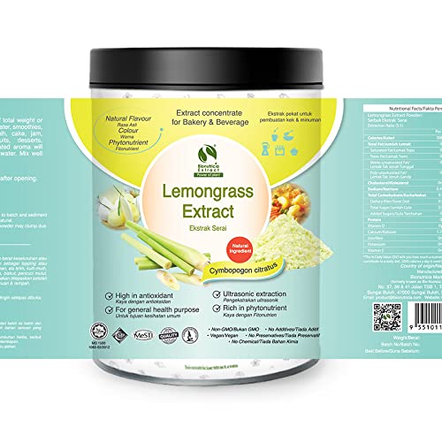 2x Lemongrass Extract Powder - Bionutricia Extract Natural Asian Gourmet Standardized Fresh Beverage or Bakery Ingredient | High Antioxidant