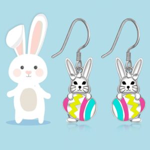 Easter Earrings for Women Easter Bunny Earrings Egg Dangle Sterling Silver Easter Bunnies Gifts