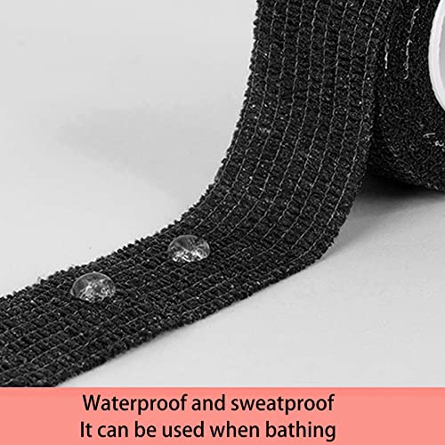 Cohesive Bandage, Waterproof Self Adhesive Bandage Wrap Flexible for Sports Injury for Fingers for Men Women Black