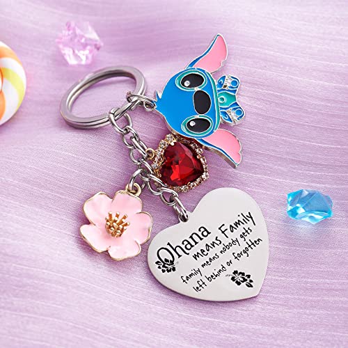 Stitch Gifts Cute Keychains Ohana Means Family Friendship Gift Stich Stuff Ornament Heart Keychain Birthday Present