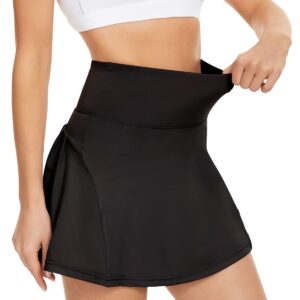 Womens Tennis Skirt High Waist Pleated Skirts for Women Athletic Golf Skirts with Pockets Mini Workout Skirts 01 Black Medium