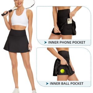 Womens Tennis Skirt High Waist Pleated Skirts for Women Athletic Golf Skirts with Pockets Mini Workout Skirts 01 Black Medium