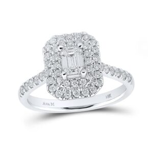 14kt white gold emerald diamond halo bridal wedding engagement ring 1 cttw