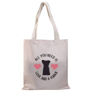 bdpwss yorkie tote bags for women dog mom gift yorkie terrier gift all you need is love and a yorkie handbags (need love & yorkie tg)