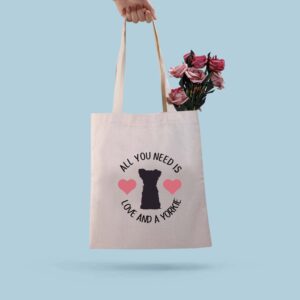 BDPWSS Yorkie Tote Bags For Women Dog Mom Gift Yorkie Terrier Gift All You Need Is Love And a Yorkie Handbags (Need love & Yorkie TG)