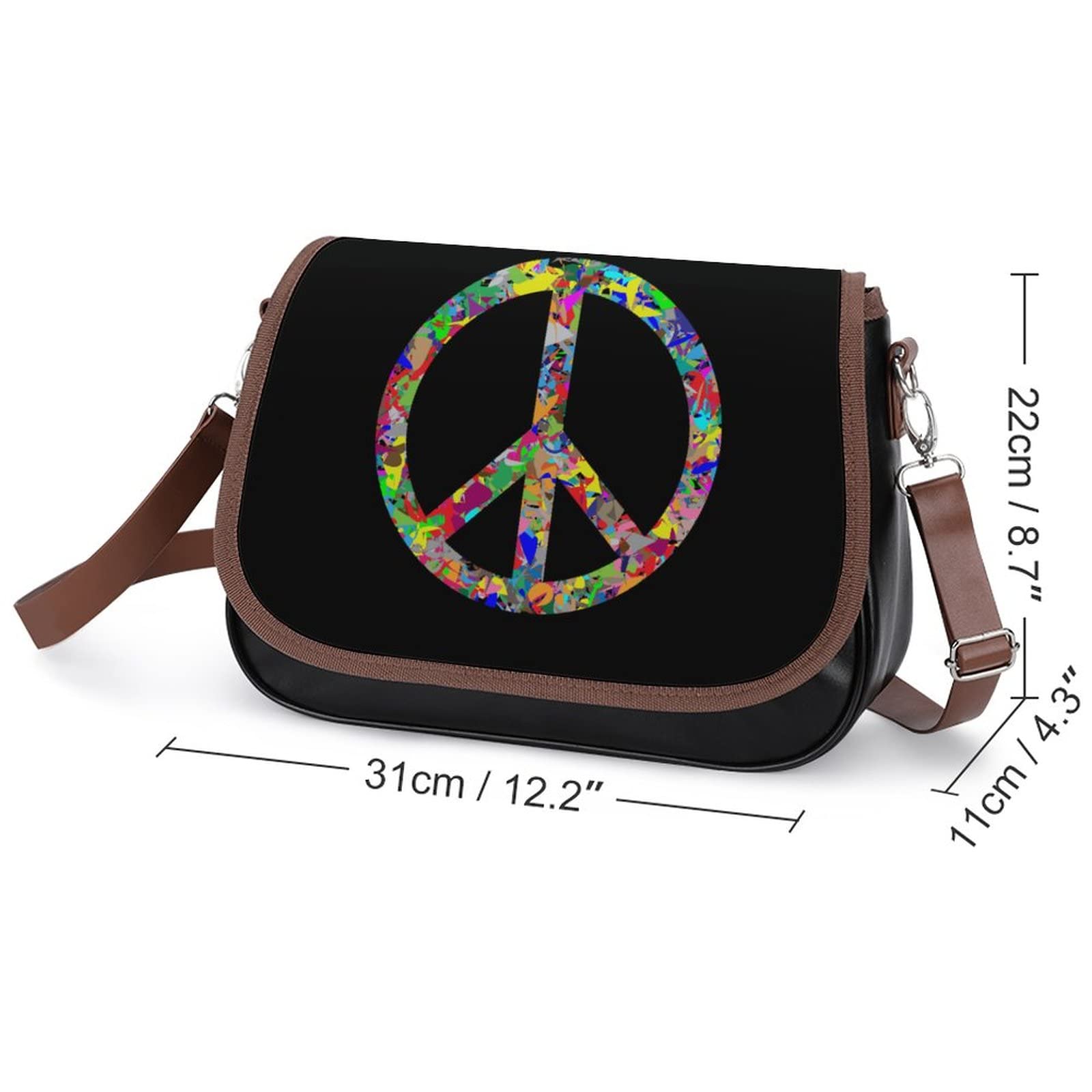 FunnyStar Peace Sign Women's PU Leather Purses Soft Crossbody Bag Shoulder Handbags