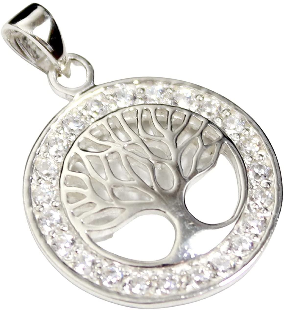 COSUMOSU Tree of Life Sterling Silver Pendant Zirconia Round