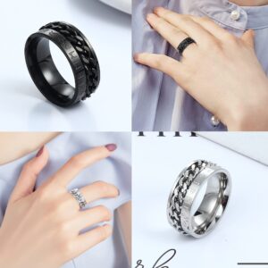 VALDEAS 12Pcs Stainless Steel Fidget Band Rings Anxiety Rings Size 6