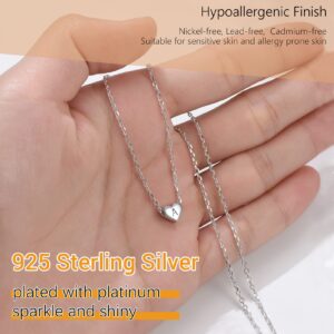 PROSILVER Dainty Silver Heart J Necklace For Women Pendent Neckles