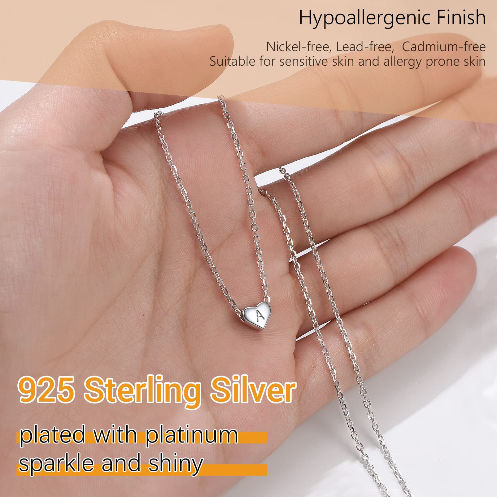 PROSILVER Dainty Silver Heart J Necklace For Women Pendent Neckles