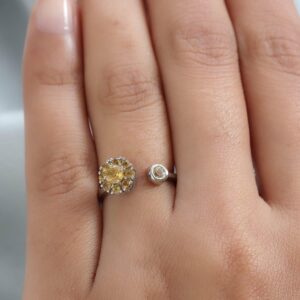 Shop LC Citrine Spinner Anxiety Ring for Women 925 Sterling Silver Platinum Plated Open Adjustable Birthstone Jewelry Stress Relief Gifts for Women Size 6-8 1.10 ctw Birthday Gifts