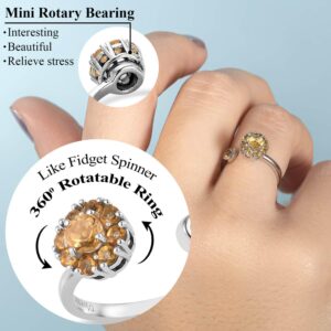 Shop LC Citrine Spinner Anxiety Ring for Women 925 Sterling Silver Platinum Plated Open Adjustable Birthstone Jewelry Stress Relief Gifts for Women Size 6-8 1.10 ctw Birthday Gifts