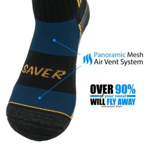 SAVER Men's Hiking & Trekking Cotton Crew Socks with Dri-Tech Moisture Wicking Control - Blisster Resistance Cousion - 4 Pairs