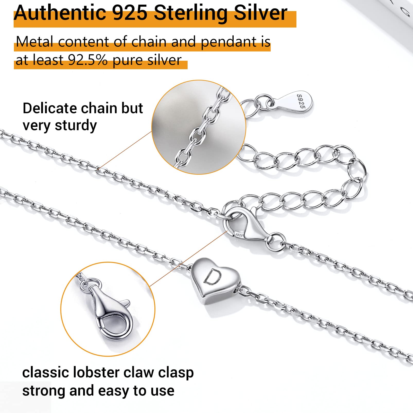 PROSILVER Dainty Silver Heart J Necklace For Women Pendent Neckles