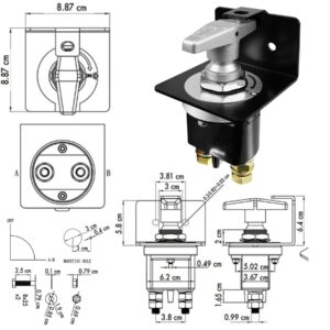 Battery Disconnect Switch with Lock-Out Plate Fit for Battery Doctor Replace 20247, Polarity Negative, Kill Switch for Autos Cars Boats RVs, Fixed Handle Isolator