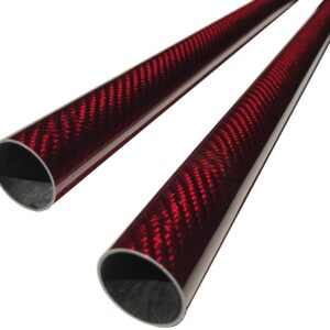 KARBXON - RED - CARBON FIBER TUBE - 20mm X 500mm – (.79 in x 19.7 in) – Hollow rod glossy pure carbon fibre tubes – Super Lightweight High Strength Shaft - for RC planes-drones, boat DIY craft project