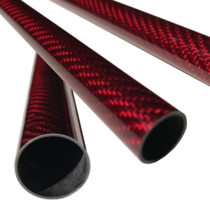 KARBXON - RED - CARBON FIBER TUBE - 20mm X 500mm – (.79 in x 19.7 in) – Hollow rod glossy pure carbon fibre tubes – Super Lightweight High Strength Shaft - for RC planes-drones, boat DIY craft project