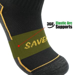 SAVER Men's Hiking & Trekking Cotton Crew Socks with Dri-Tech Moisture Wicking Control - Blisster Resistance Cousion - 4 Pairs