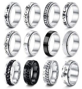 valdeas 12pcs stainless steel fidget band rings anxiety rings size 6