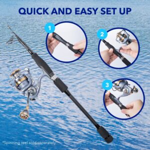 HAJIMARI Fishing Rod - 6-Section Collapsible Fishing Rod | 125g Telescopic Fishing Pole with Graphite Reel Seat | Medium-Light Fishing Pole for Men and Women | River, Ocean, and Lake Fishing Pole