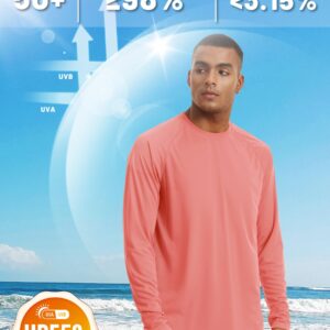 TACVASEN Mens Athletic Shirts Long Sleeve UV Protection Sun Shirts Quick-Dry Hiking Tops UPF 50+ Fishing Shirts Men Summer Beachwear Watermelon Red