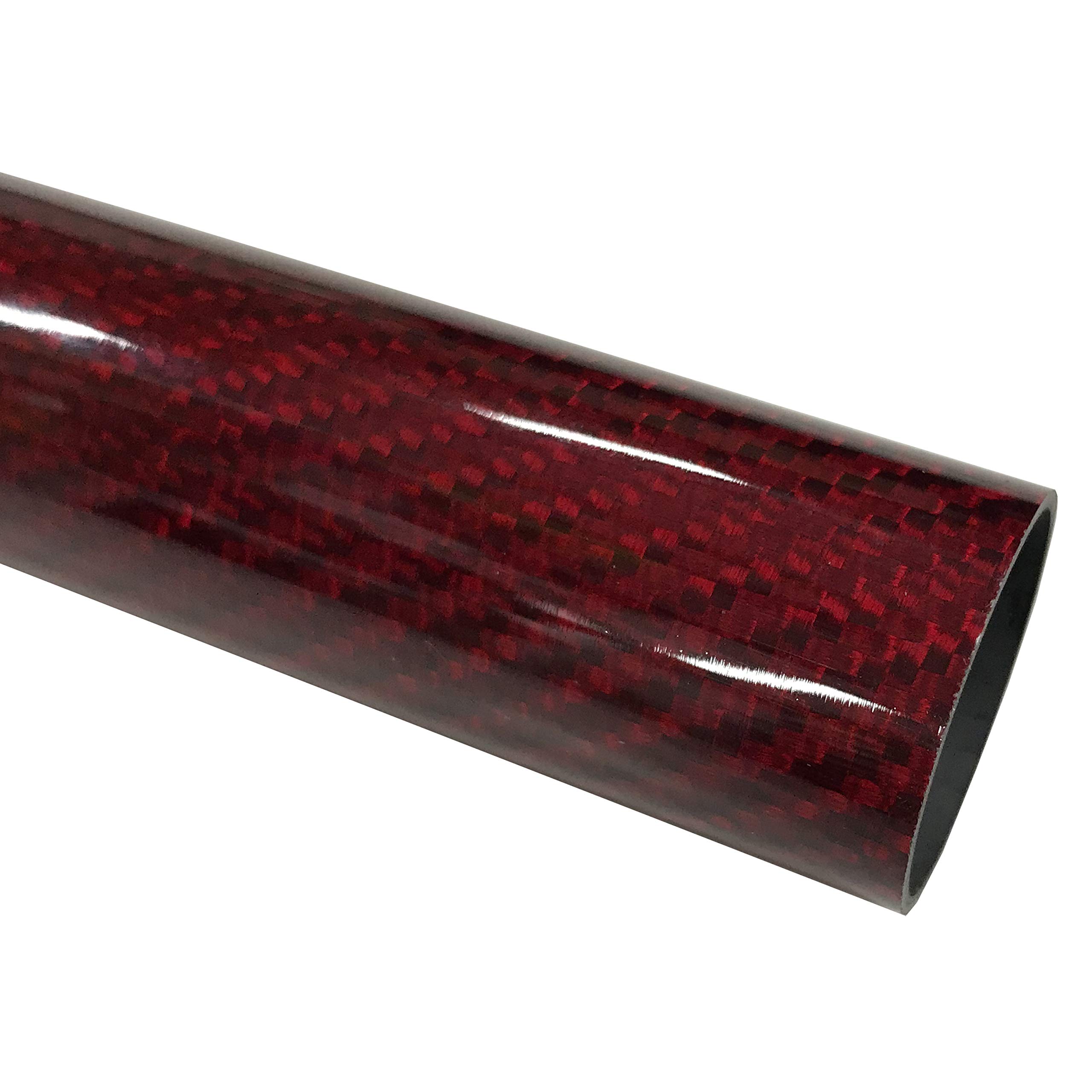 KARBXON - RED - CARBON FIBER TUBE - 20mm X 500mm – (.79 in x 19.7 in) – Hollow rod glossy pure carbon fibre tubes – Super Lightweight High Strength Shaft - for RC planes-drones, boat DIY craft project