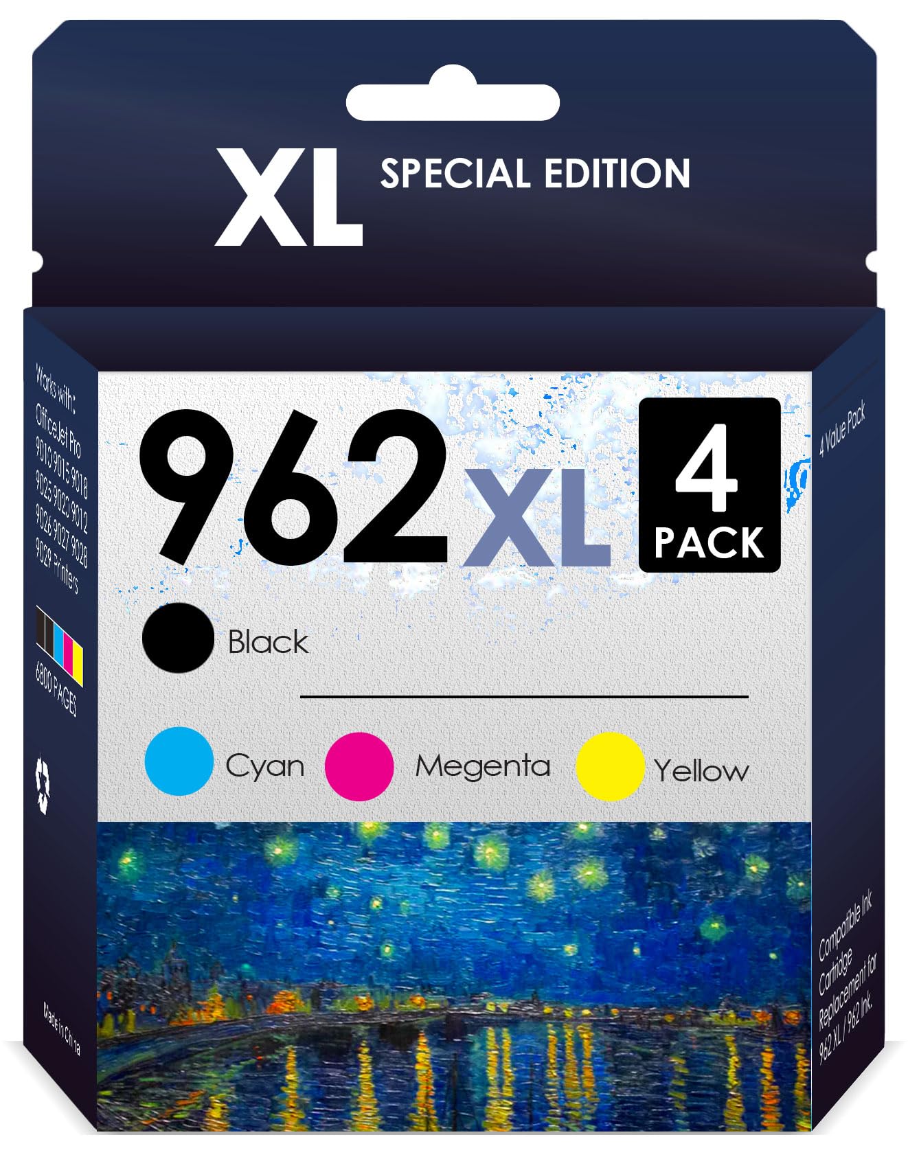 5-Star Compatible Replacement 962 XL Works with HP OfficeJet Pro 9010 9012 9014 9015 9016 9019 9020 9022 9025 9026 9028 Printers, 4 Pack (Black, Magenta, Cyan & Yellow)