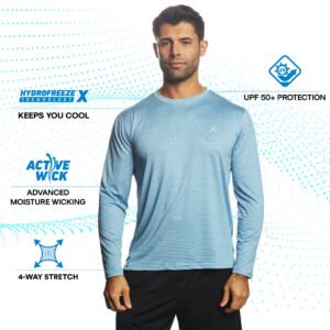 Arctic Cool Men’s Crew Neck Instant Cooling Moisture Wicking Performance UPF 50+ Long Sleeve Shirt | Lightweight Breathable Top for Running, Workout, Exercise, Fishing, Storm Grey Twist, XXXL