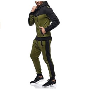 Marine Royal Track Suits for Men Set Full Zip Sweatsuit Outdoor Jogging Men Tracksuits (XL, Army Green)