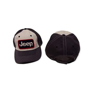 Jeep Premium Embroidered-Patch hat Washed, Heavyweight Chino Twill White/Charcoal/Navy