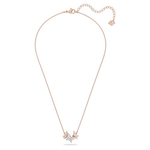 SWAROVSKI Lilia necklace, Butterfly, White, Rose-gold tone plated