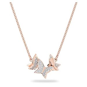 SWAROVSKI Lilia necklace, Butterfly, White, Rose-gold tone plated