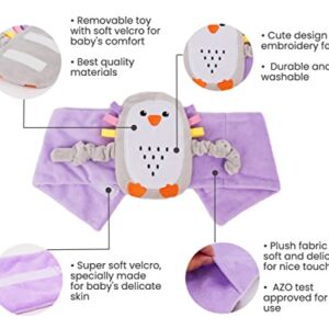 Superse Colic and Gas Relief for Newborns - Colic Calm Baby Heating Pad Belly Band for Upset Stomach and Baby Reflux - Warm Aroma Stomach Band for Fussy Infant Gas with Washcloth (Purple penguin)